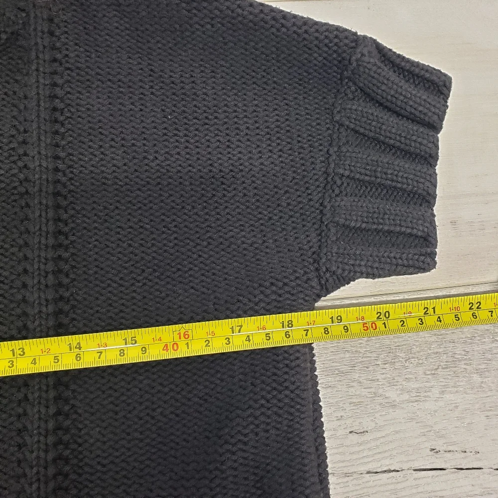 Kenneth Cole Reaction Black Ribbed Knit Short Sleeve Cardigan Sweater Size S Y2K - Picture 6 of 13